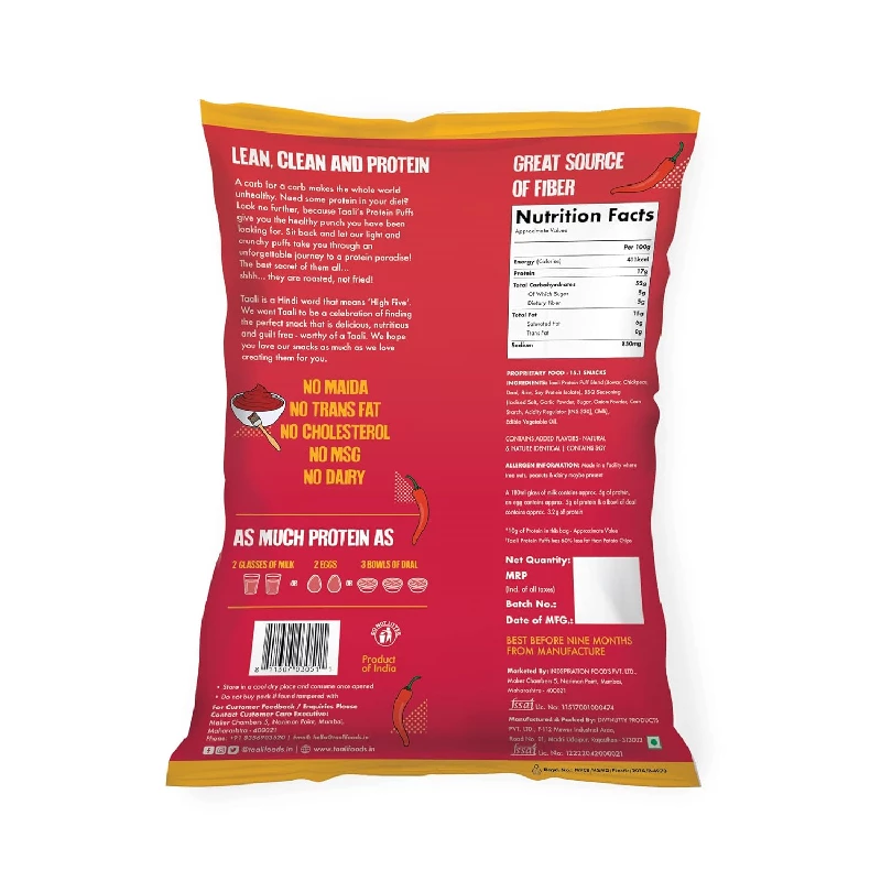 Taali Jowar Smoky Barbeque Protein Puffs, 360 g-3.webp